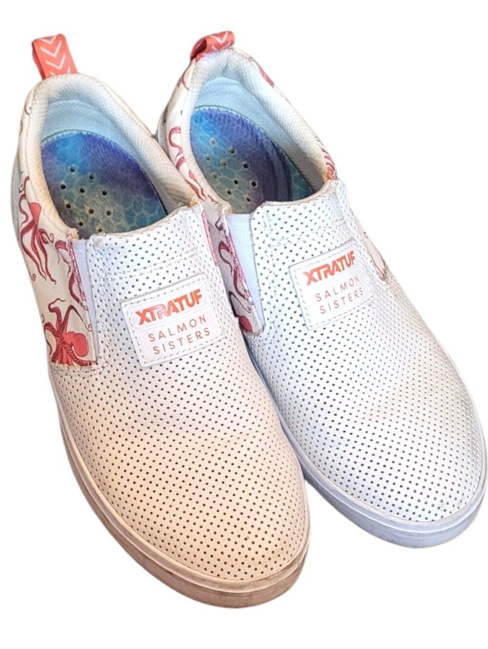 Xtratuf Salmon Sisters Women's White/Pink Octopus Slip-On Shoes Size US 8.5